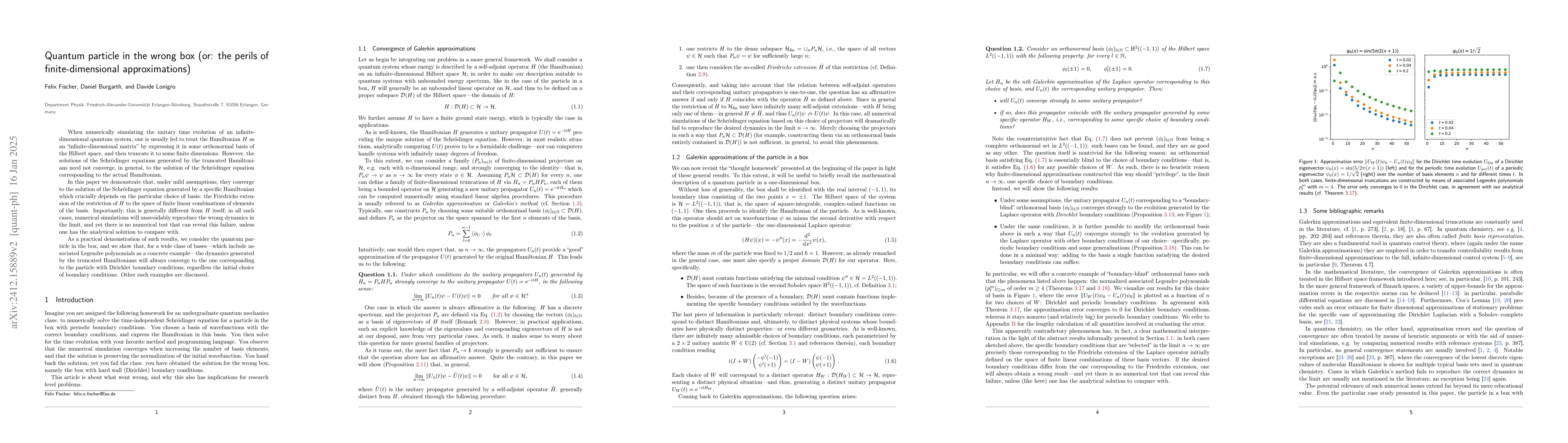 Thumbnail for Quantum particle in the wrong box (or: the perils of finite-dimensional
  approximations)