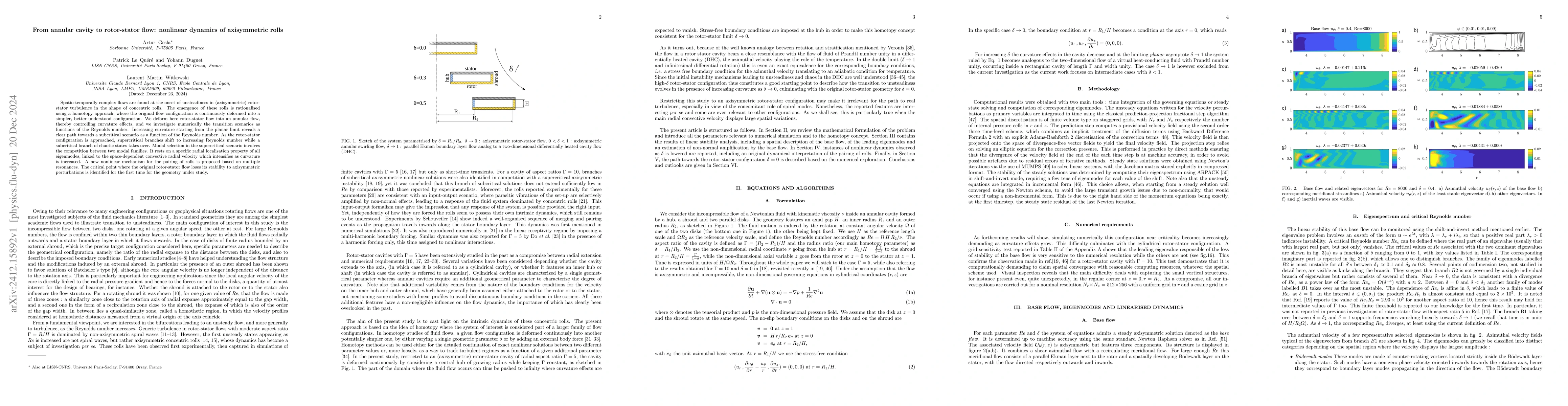 Thumbnail for From annular cavity to rotor-stator flow: nonlinear dynamics of
  axisymmetric rolls