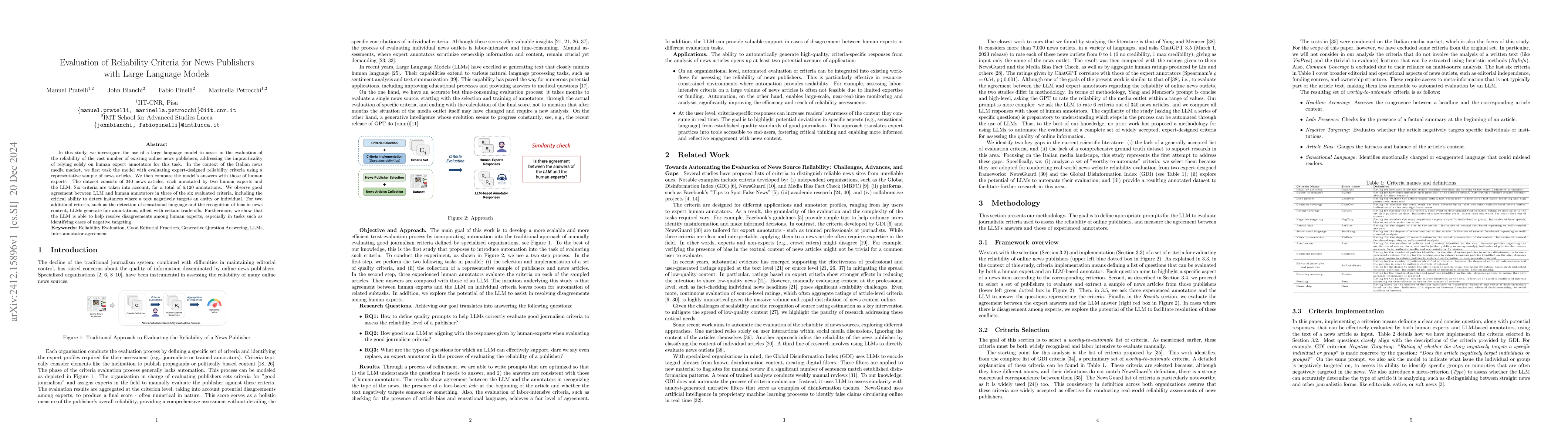 Thumbnail for Evaluation of Reliability Criteria for News Publishers with Large
  Language Models