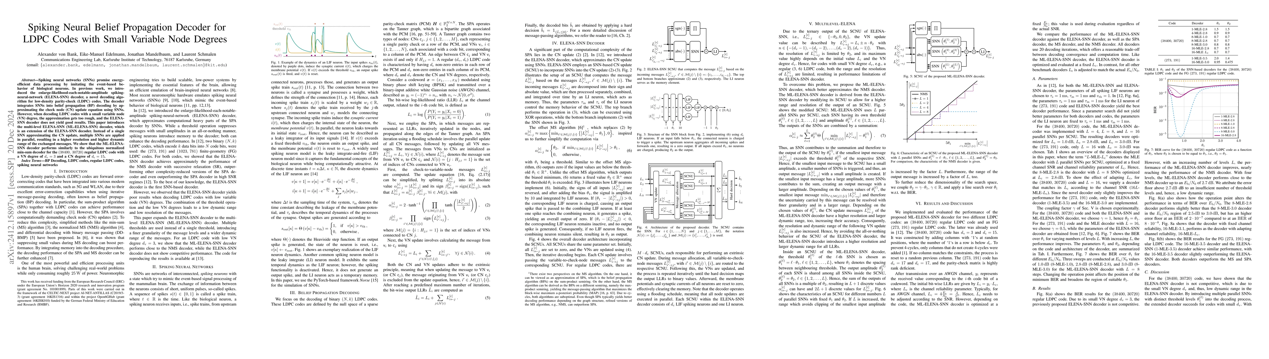 Thumbnail for Spiking Neural Belief Propagation Decoder for LDPC Codes with Small
  Variable Node Degrees