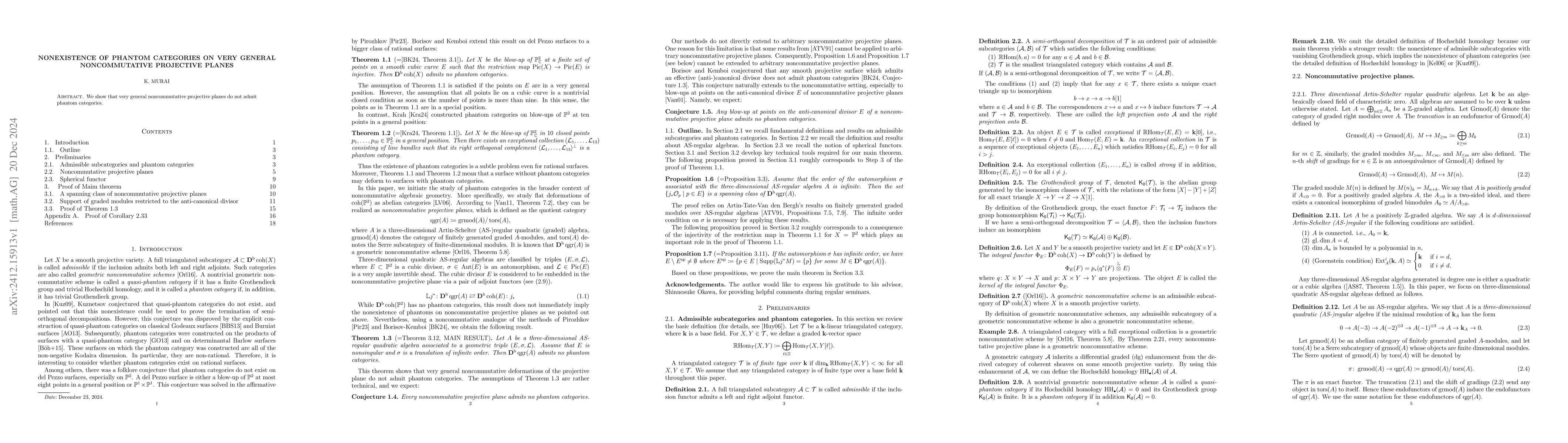 Thumbnail for Nonexistence of phantom categories on very general noncommutative
  projective planes