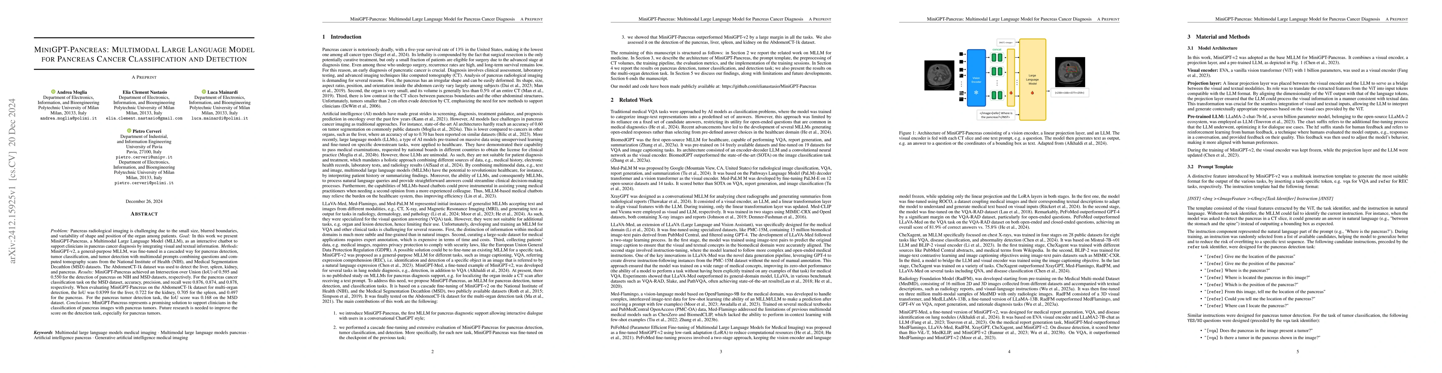 Thumbnail for MiniGPT-Pancreas: Multimodal Large Language Model for Pancreas Cancer
  Classification and Detection