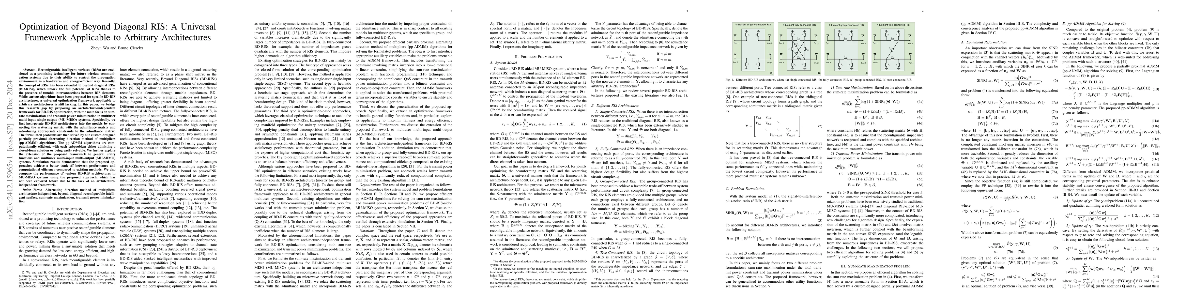 Thumbnail for Optimization of Beyond Diagonal RIS: A Universal Framework Applicable to
  Arbitrary Architectures