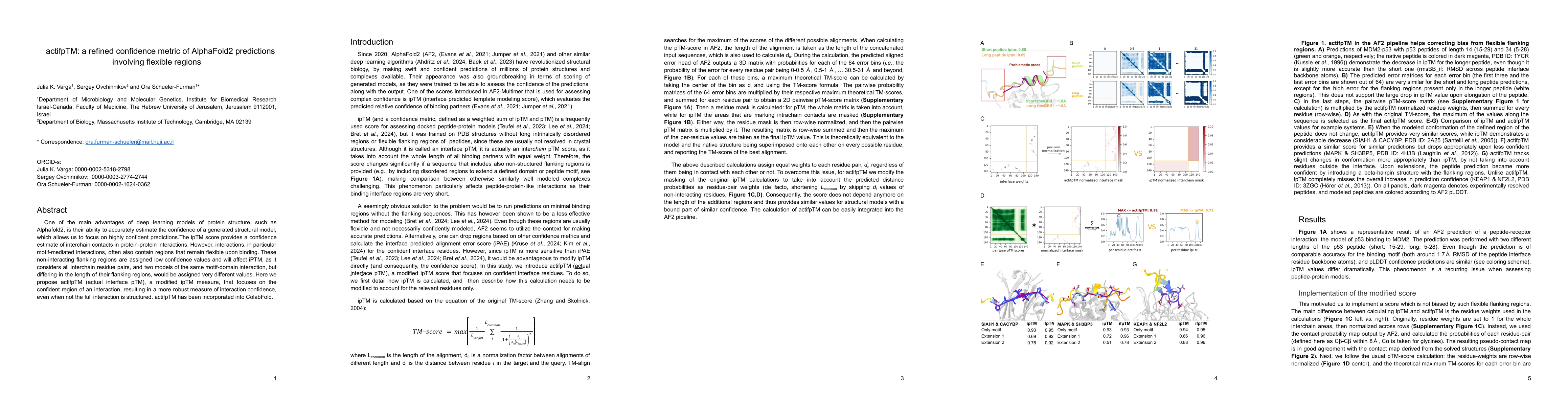 Thumbnail for actifpTM: a refined confidence metric of AlphaFold2 predictions
  involving flexible regions