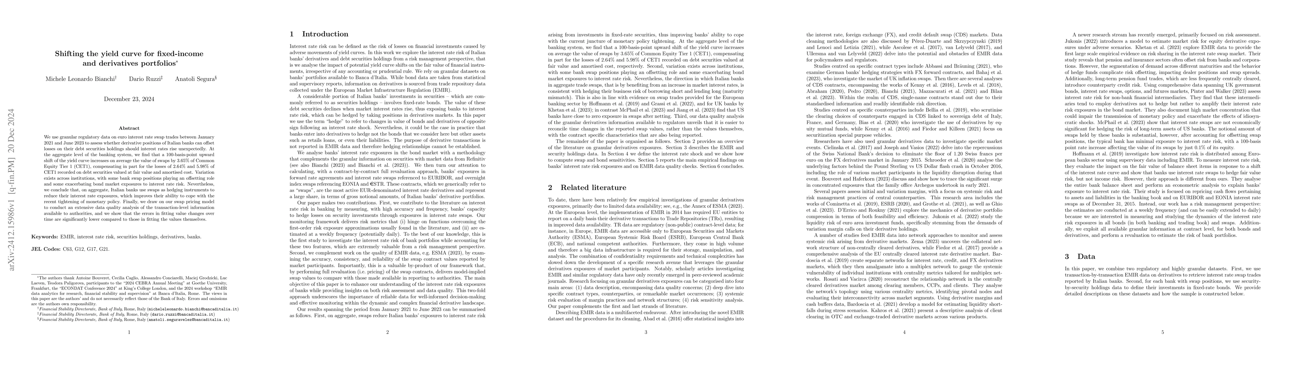 Thumbnail for Shifting the yield curve for fixed-income and derivatives portfolios