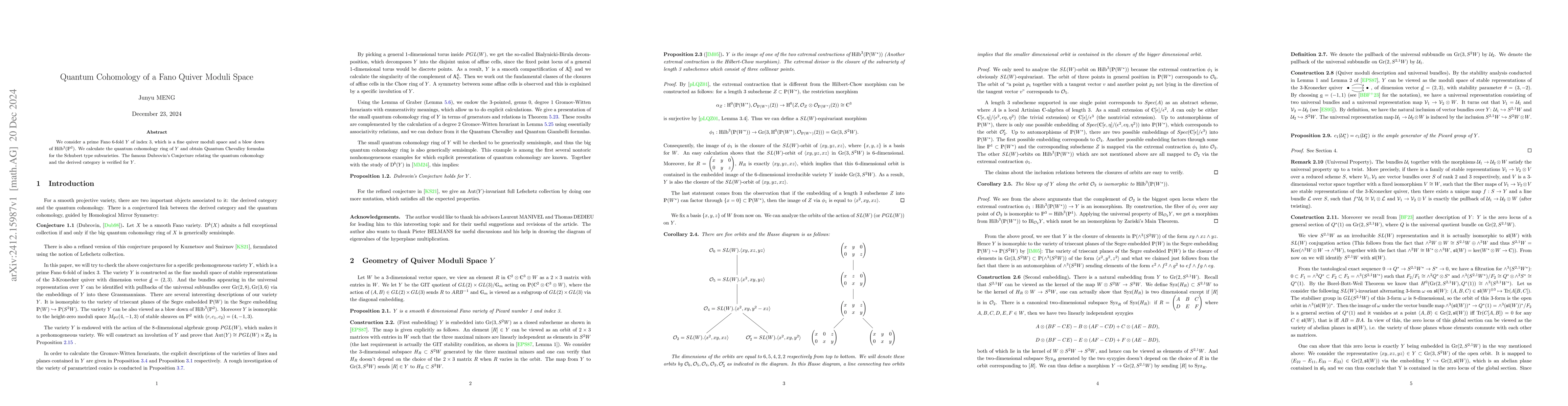 Thumbnail for Quantum Cohomology of a Fano Quiver Moduli Space
