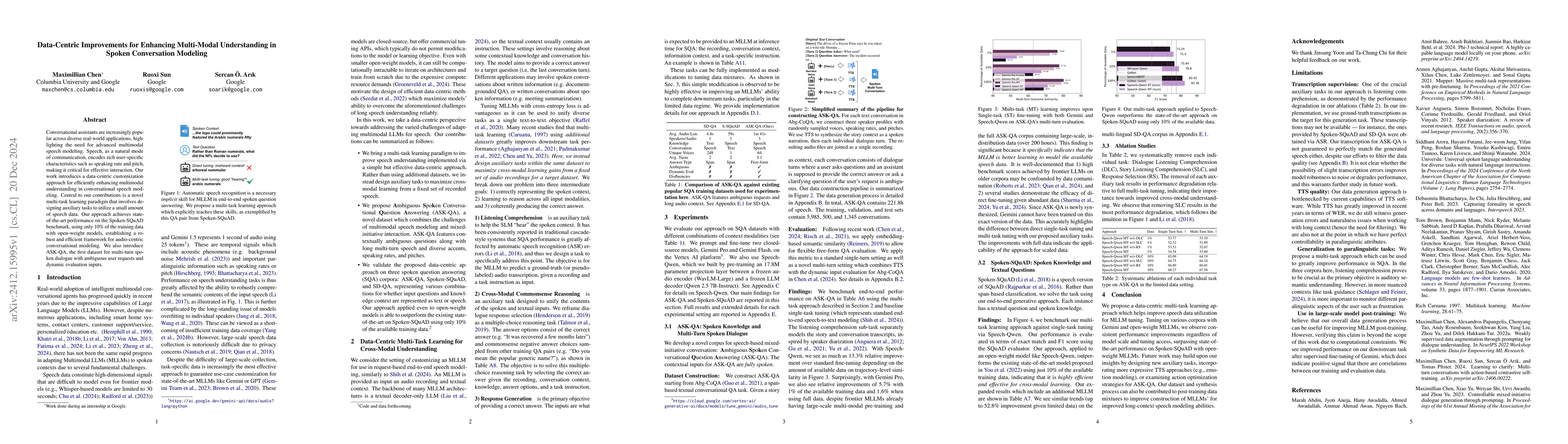 Thumbnail for Data-Centric Improvements for Enhancing Multi-Modal Understanding in
  Spoken Conversation Modeling