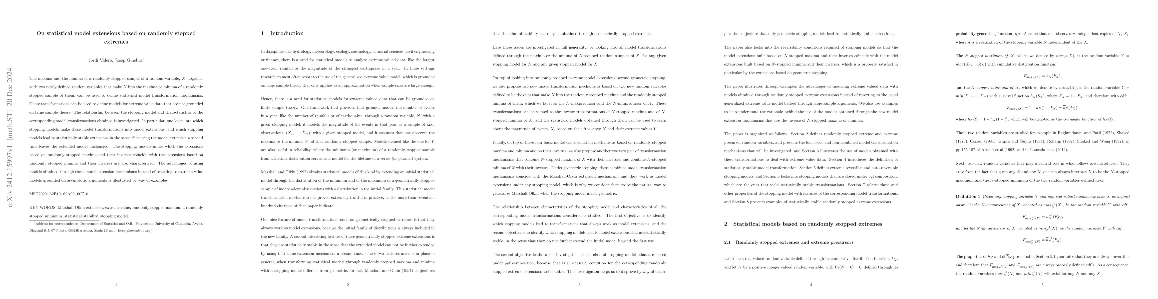 Thumbnail for On statistical model extensions based on randomly stopped extremes