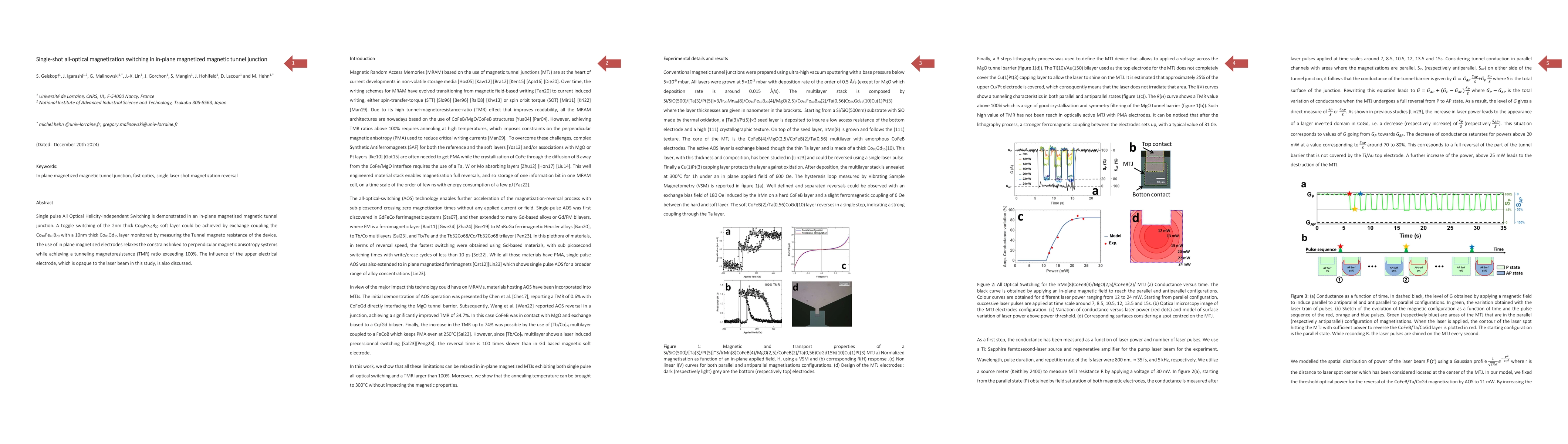 Thumbnail for Single-shot all-optical magnetization switching in in-plane magnetized
  magnetic tunnel junction