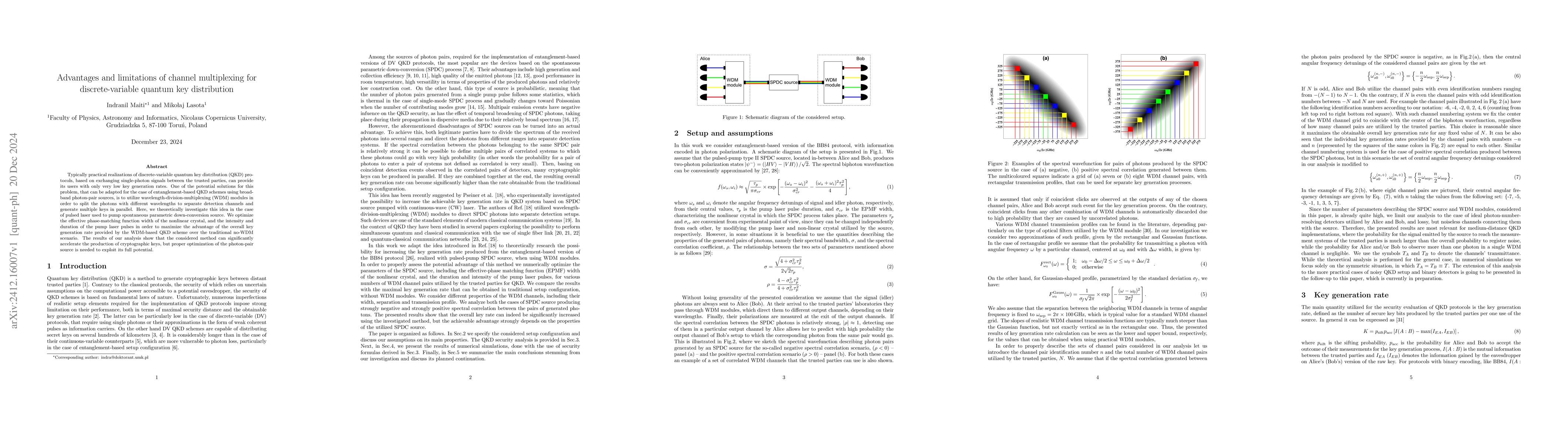 Thumbnail for Advantages and limitations of channel multiplexing for discrete-variable
  quantum key distribution