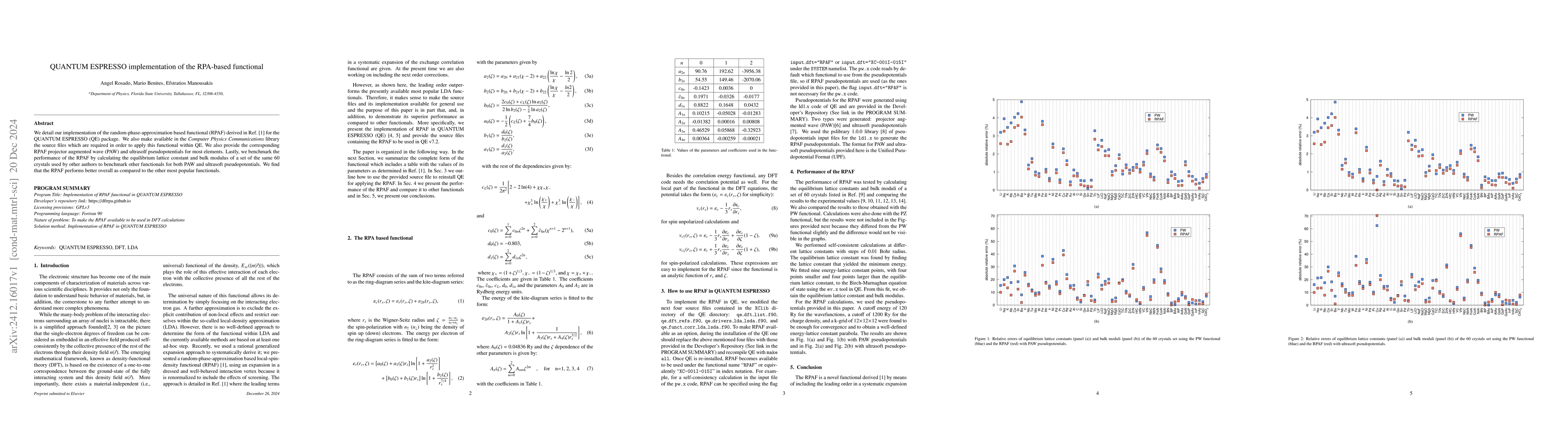 Thumbnail for QUANTUM ESPRESSO implementation of the RPA-based functional