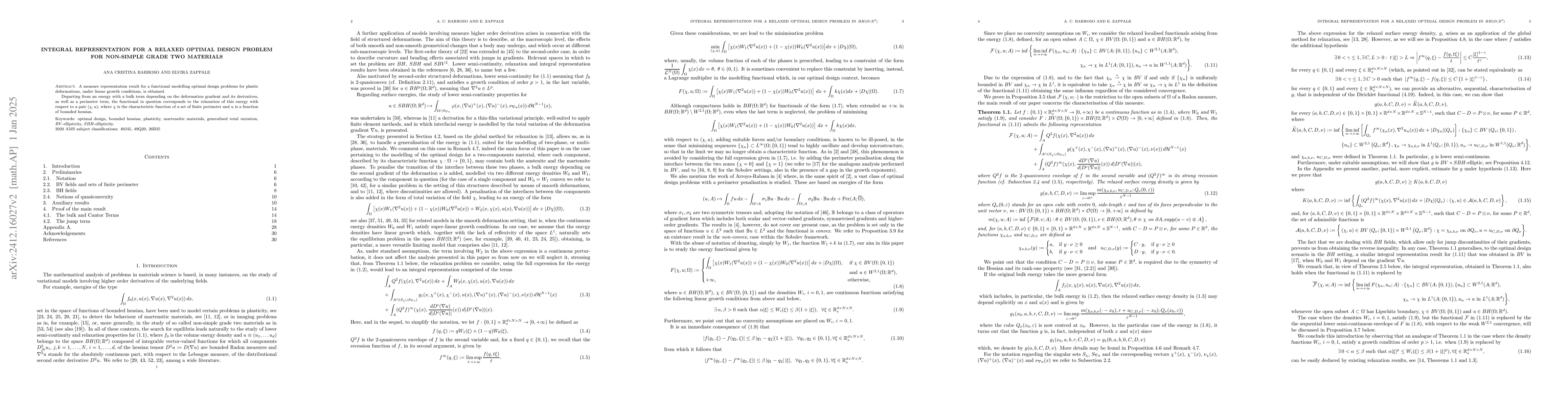 Thumbnail for Integral representation for a relaxed optimal design problem for
  non-simple grade two materials