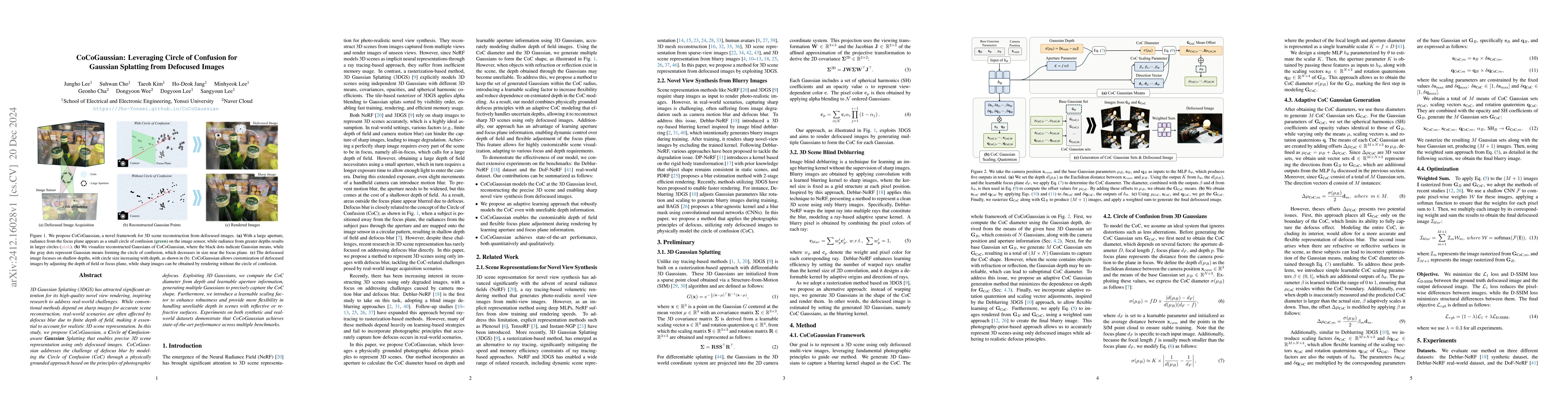 Thumbnail for CoCoGaussian: Leveraging Circle of Confusion for Gaussian Splatting from
  Defocused Images