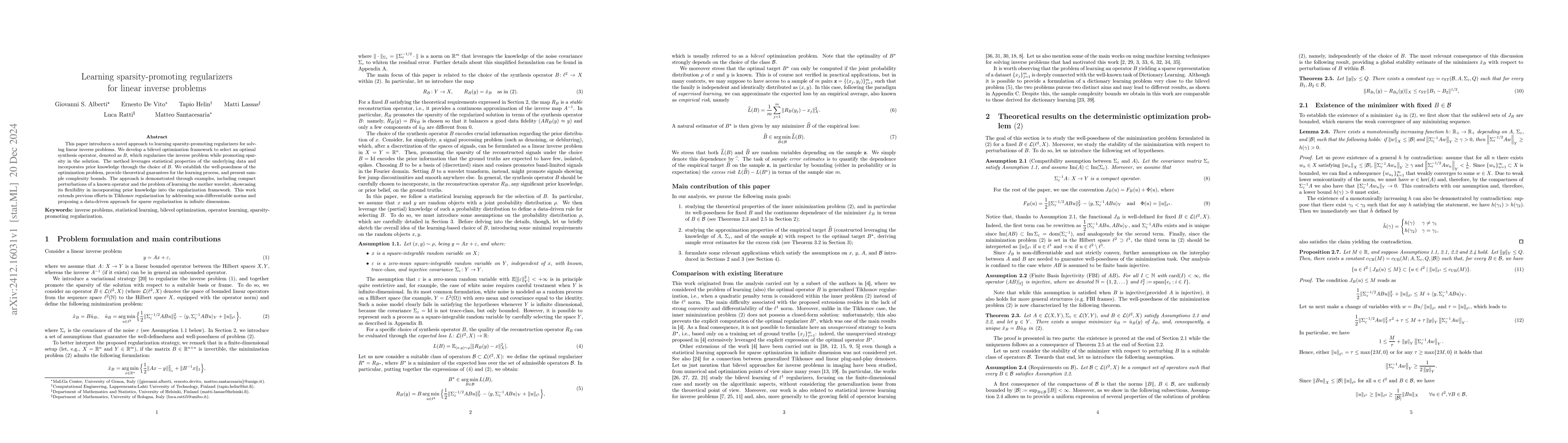 Thumbnail for Learning sparsity-promoting regularizers for linear inverse problems