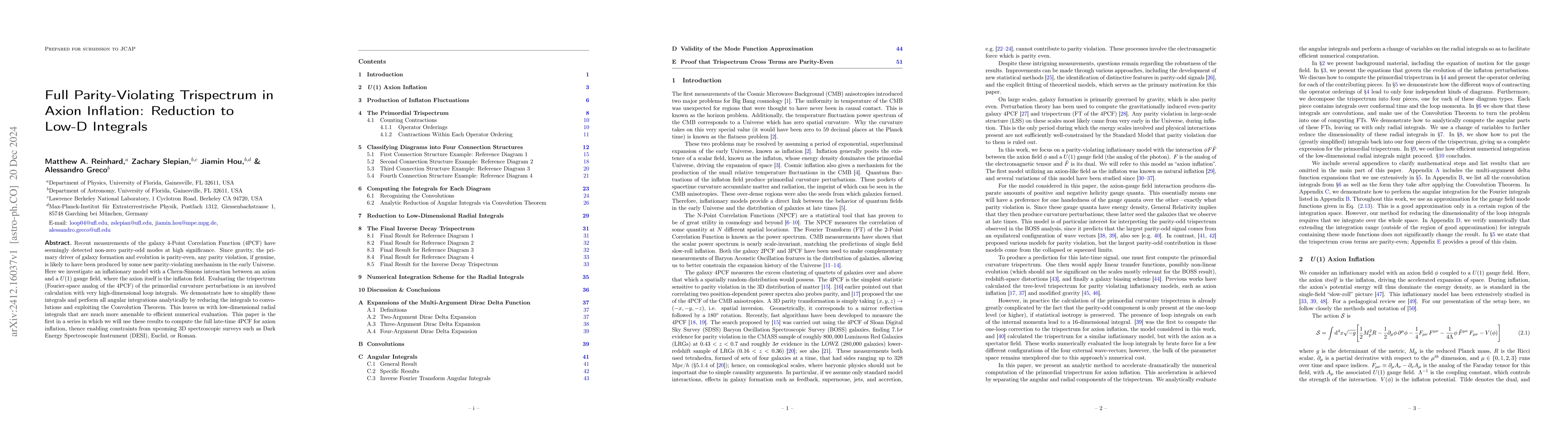 Thumbnail for Full Parity-Violating Trispectrum in Axion Inflation: Reduction to Low-D
  Integrals