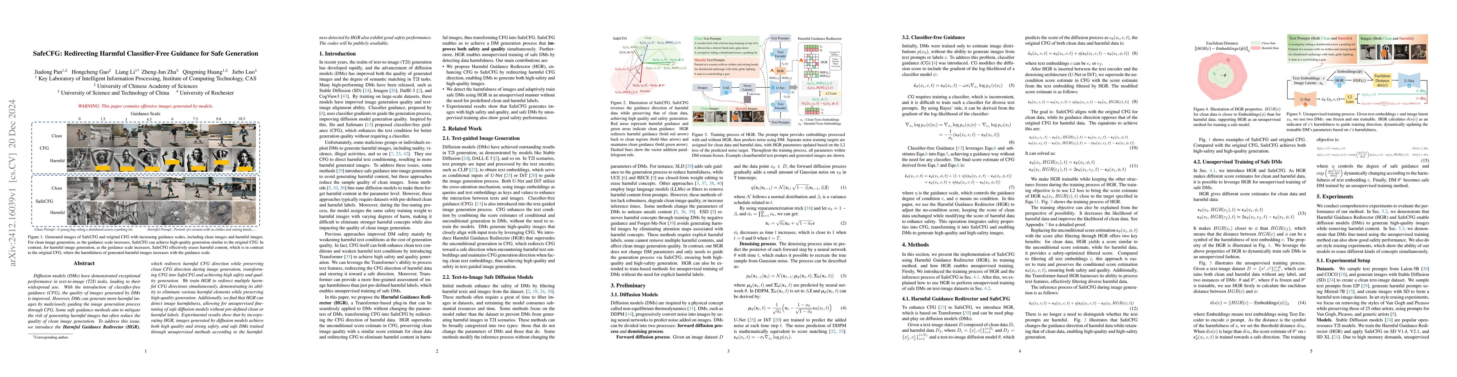 Thumbnail for SafeCFG: Redirecting Harmful Classifier-Free Guidance for Safe
  Generation