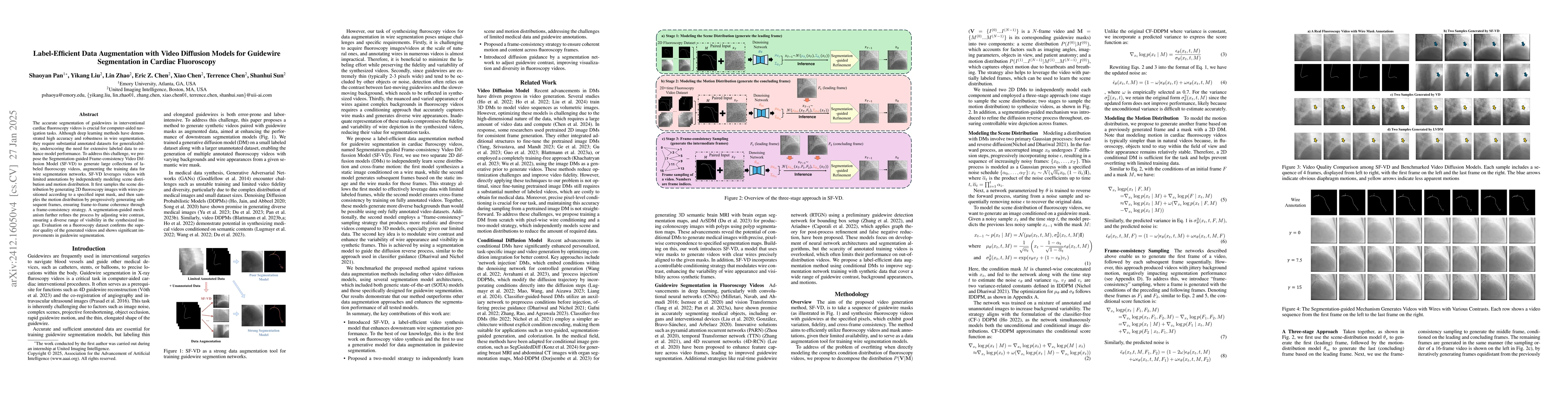 Thumbnail for Label-Efficient Data Augmentation with Video Diffusion Models for
  Guidewire Segmentation in Cardiac Fluoroscopy
