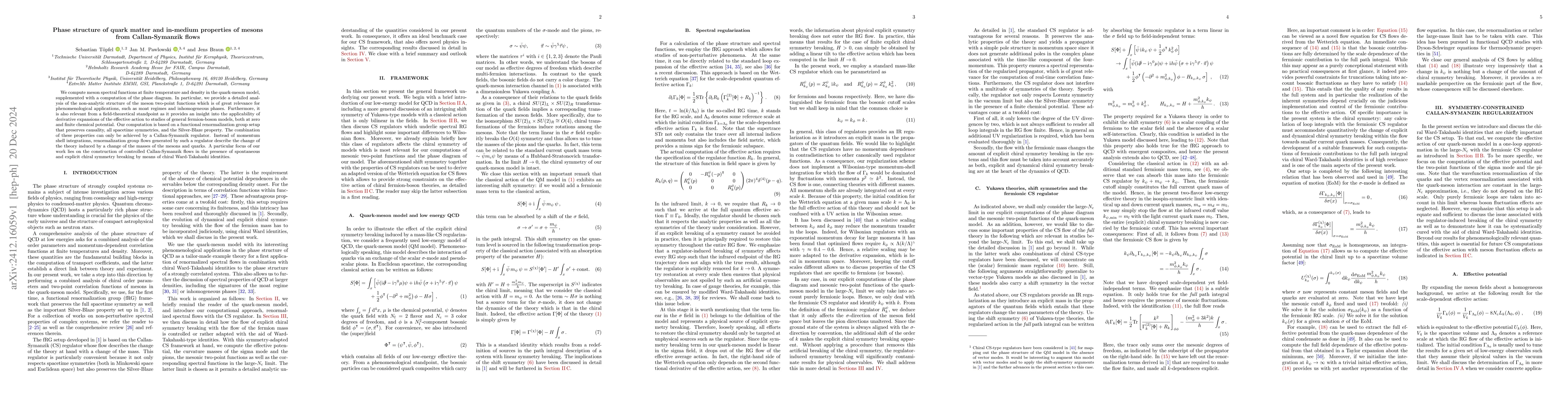 Thumbnail for Phase structure of quark matter and in-medium properties of mesons from
  Callan-Symanzik flows