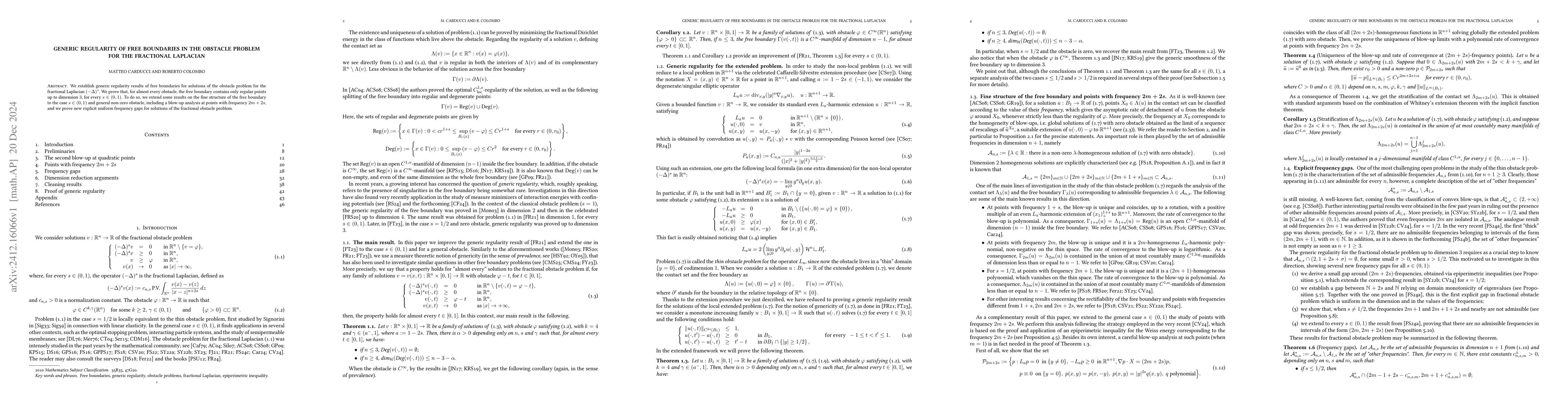 Thumbnail for Generic regularity of free boundaries in the obstacle problem for the
  fractional Laplacian