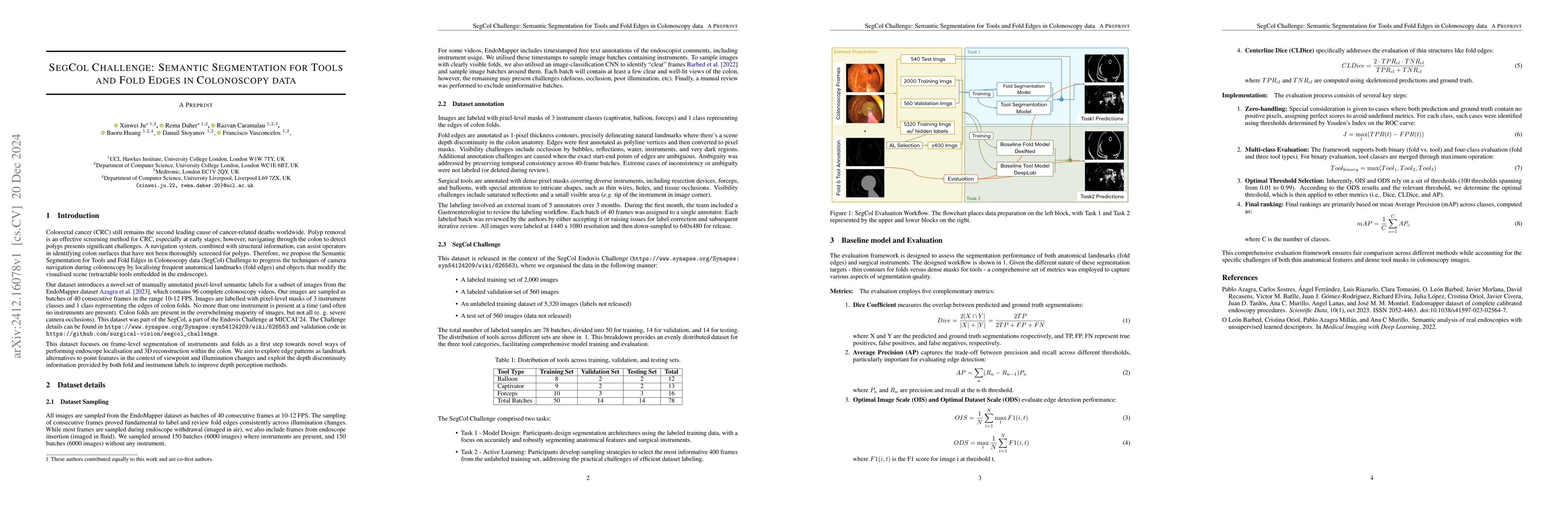 Thumbnail for SegCol Challenge: Semantic Segmentation for Tools and Fold Edges in
  Colonoscopy data