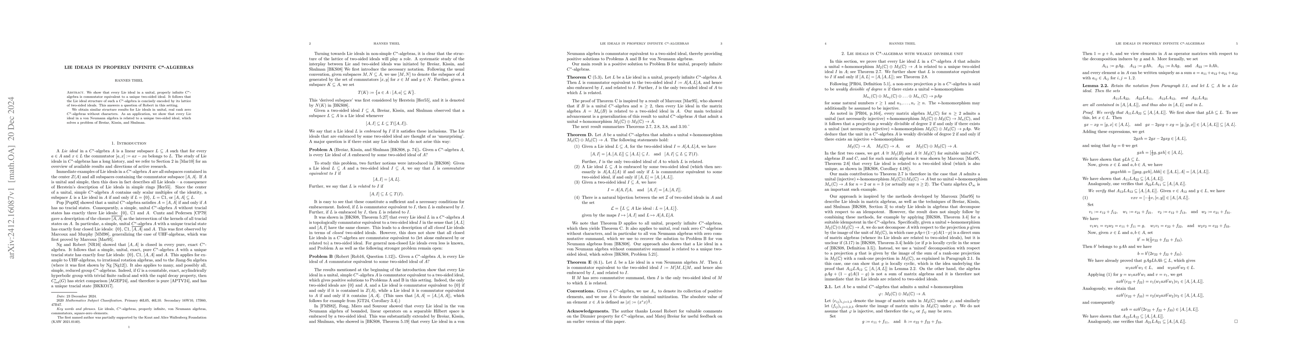 Thumbnail for Lie ideals in properly infinite C*-algebras