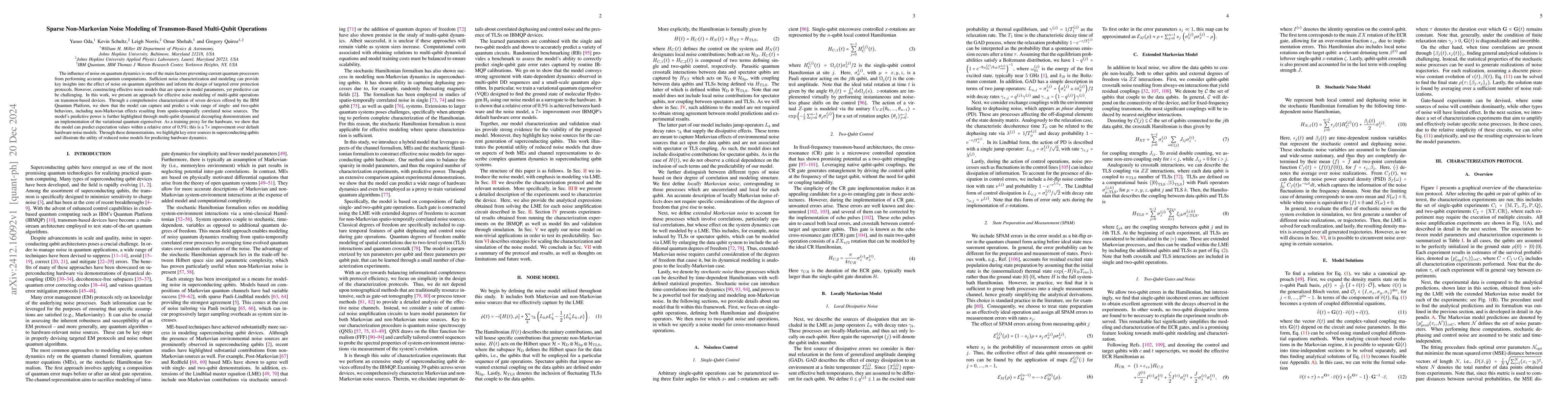 Thumbnail for Sparse Non-Markovian Noise Modeling of Transmon-Based Multi-Qubit
  Operations