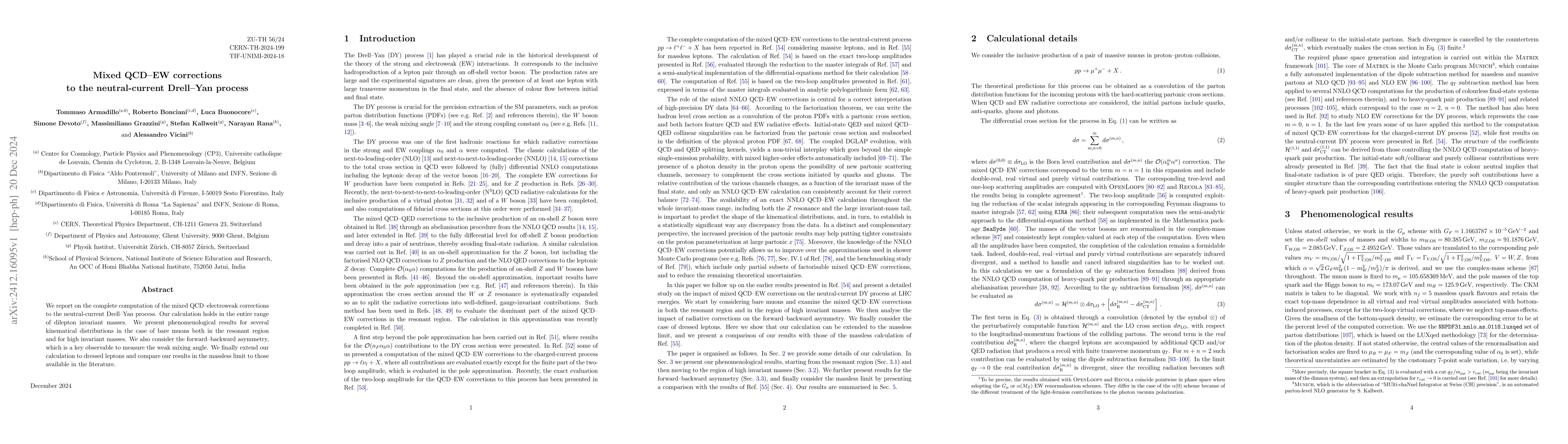 Thumbnail for Mixed QCD-EW corrections to the neutral-current Drell-Yan process