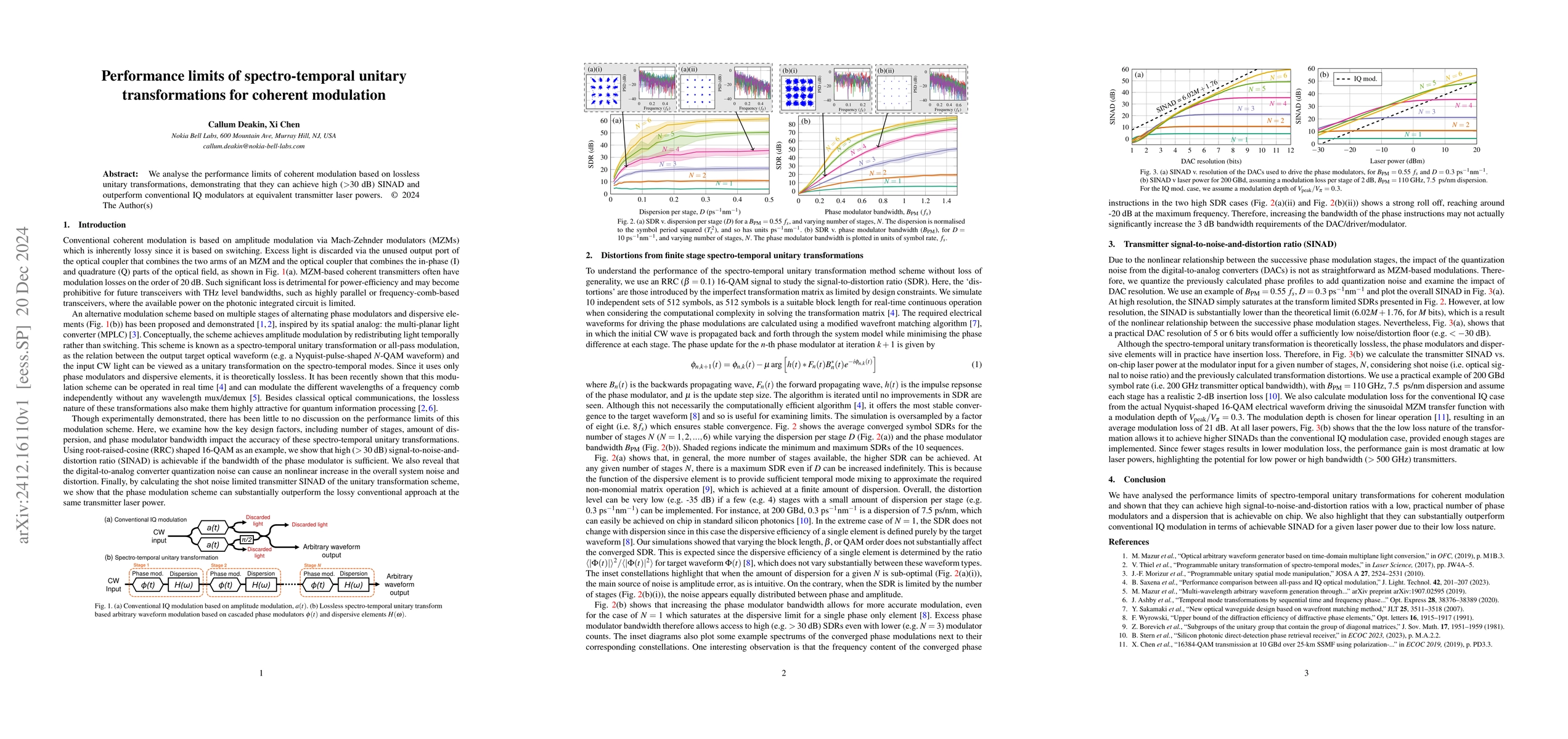 Thumbnail for Performance limits of spectro-temporal unitary transformations for
  coherent modulation
