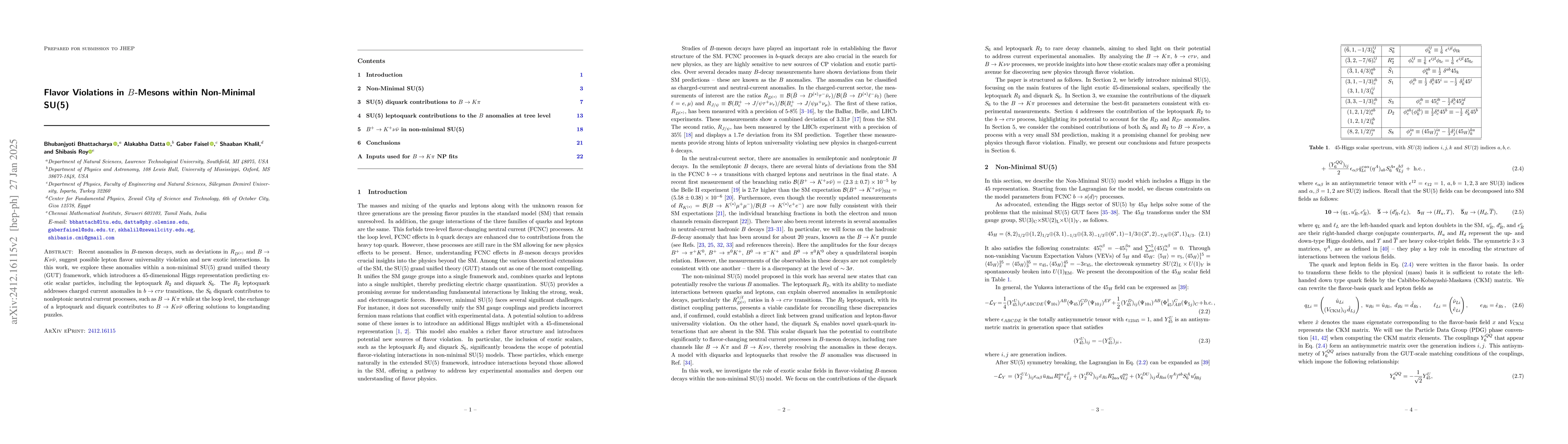 Thumbnail for Flavor Violations in $B$-Mesons within Non-Minimal SU(5)