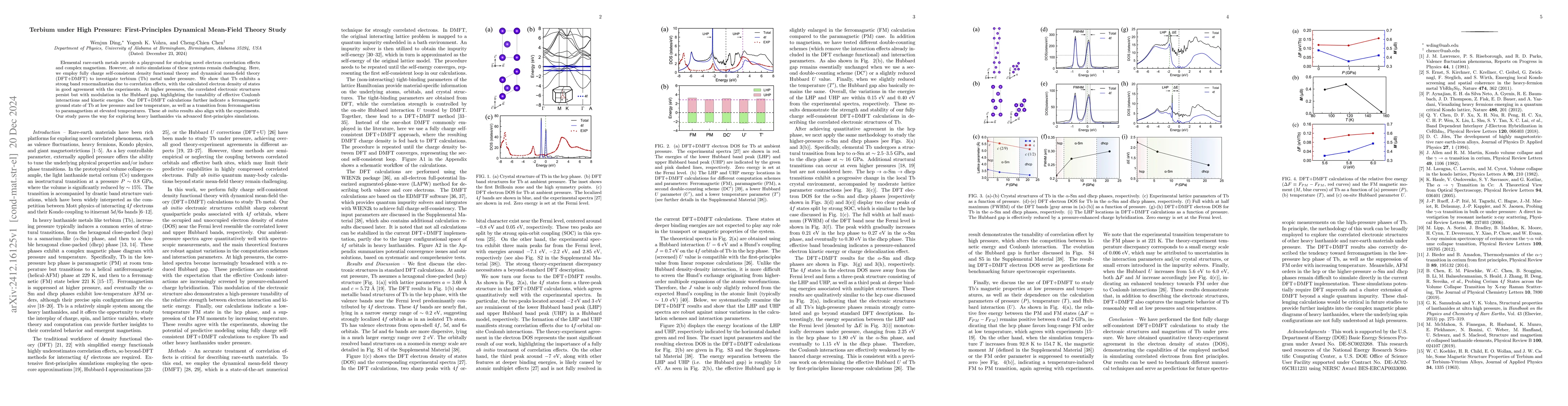 Thumbnail for Terbium under High Pressure: First-Principles Dynamical Mean-Field
  Theory Study