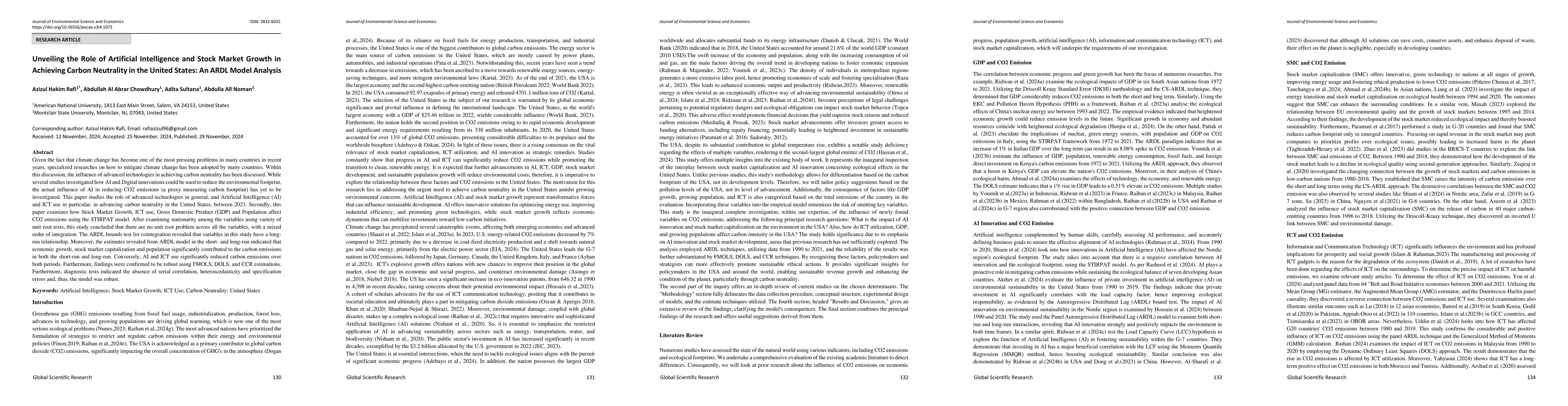 Thumbnail for Unveiling the Role of Artificial Intelligence and Stock Market Growth in
  Achieving Carbon Neutrality in the United States: An ARDL Model Analysis