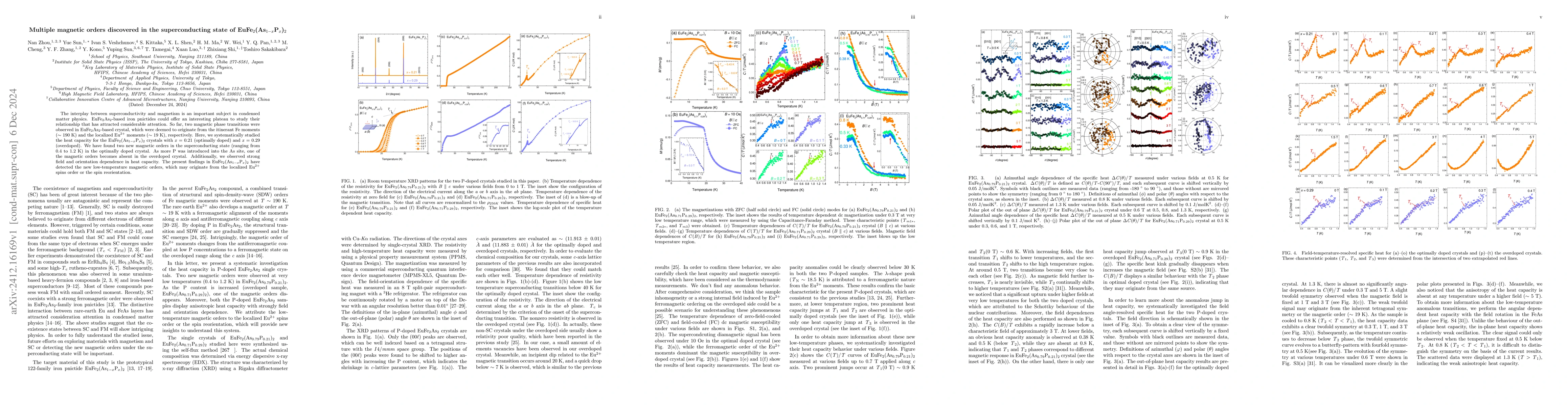 Thumbnail for Multiple magnetic orders discovered in the superconducting state of
  EuFe$_{2}$(As$_{1-x}$P$_{x}$)$_{2}$