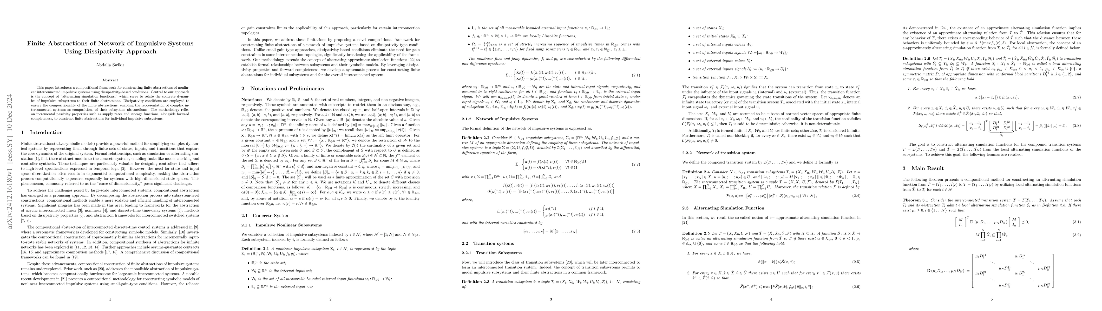 Thumbnail for Finite Abstractions of Network of Impulsive Systems Using Dissipativity
  Approach