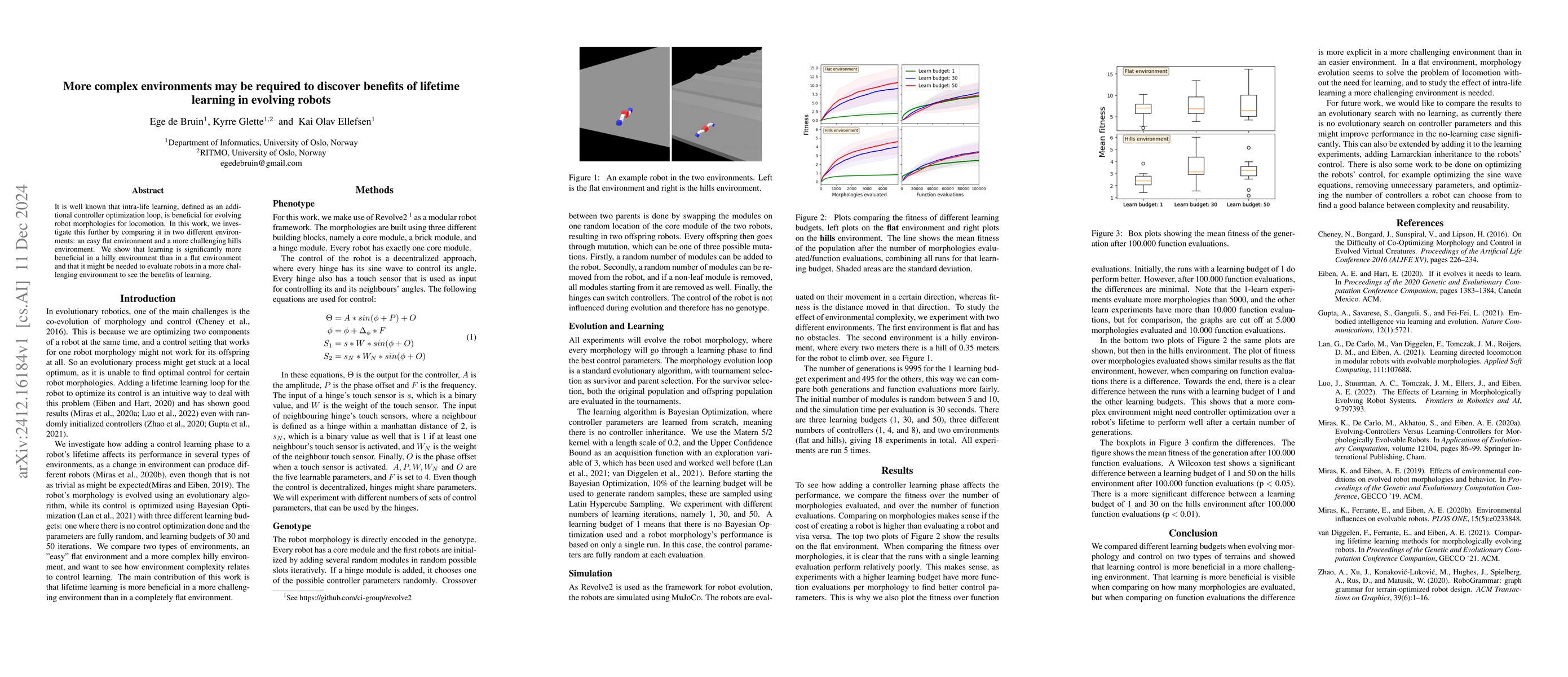 Thumbnail for More complex environments may be required to discover benefits of
  lifetime learning in evolving robots