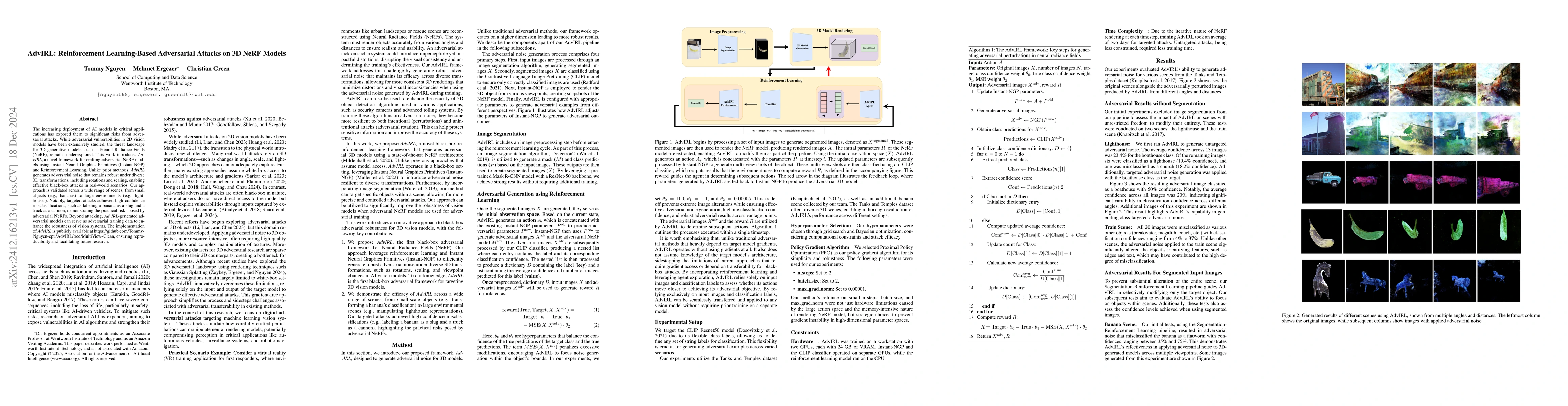 Thumbnail for AdvIRL: Reinforcement Learning-Based Adversarial Attacks on 3D NeRF
  Models