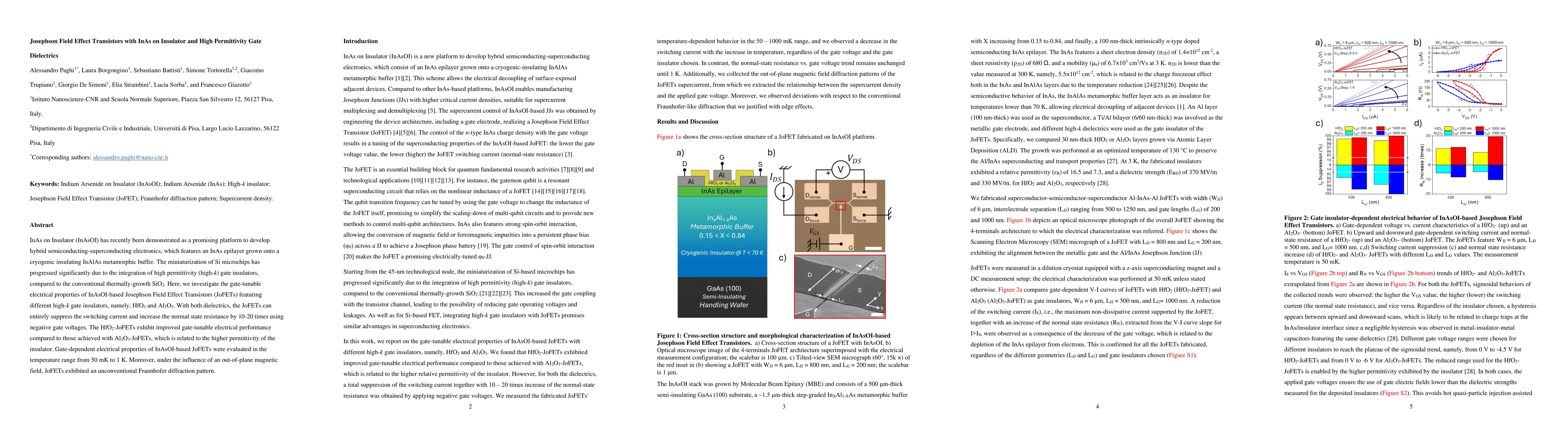 Thumbnail for Josephson Field Effect Transistors with InAs on Insulator and High
  Permittivity Gate Dielectrics