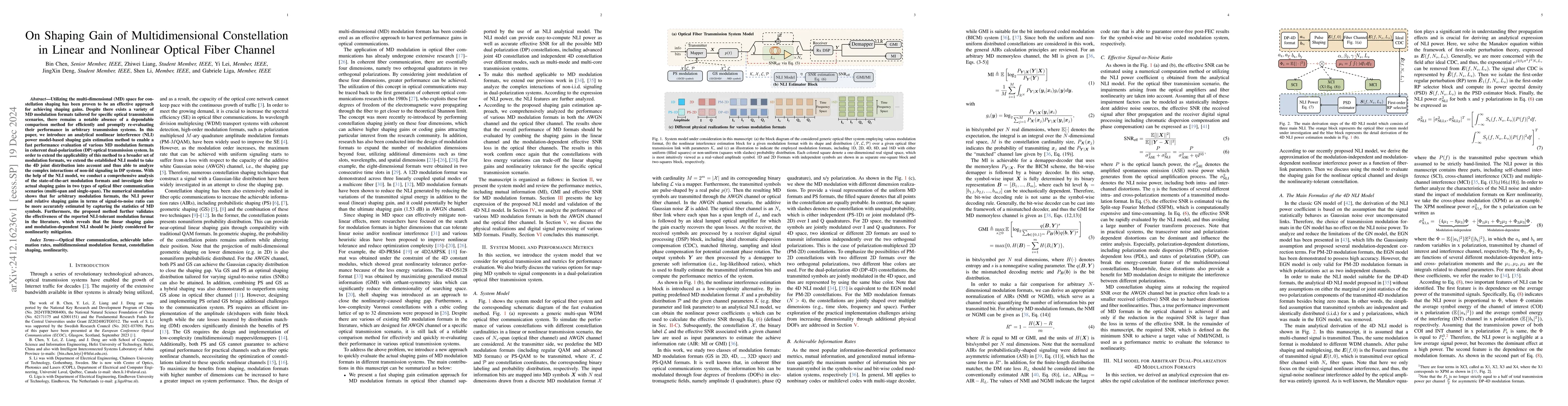 Thumbnail for On Shaping Gain of Multidimensional Constellation in Linear and
  Nonlinear Optical Fiber Channel