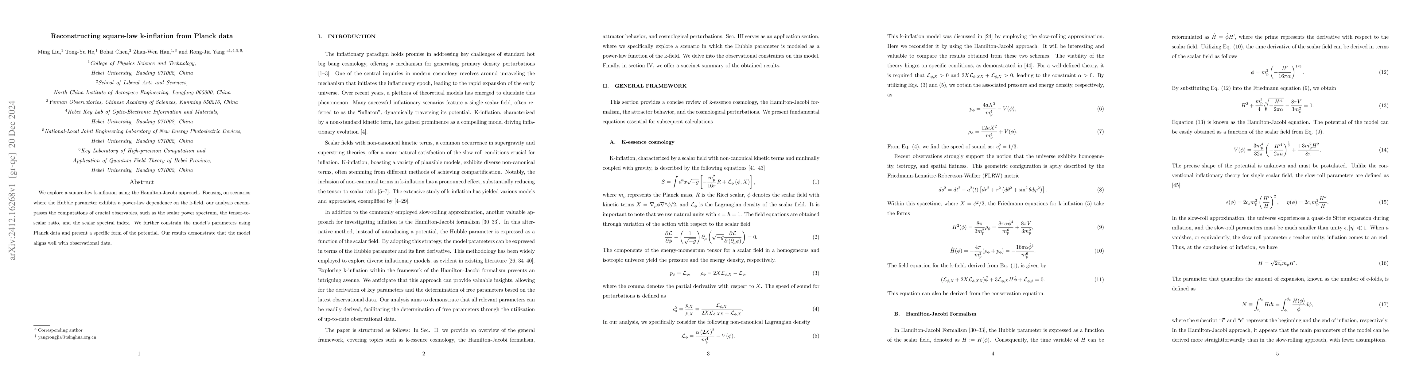 Thumbnail for Reconstructing square-law k-inflation from Planck data