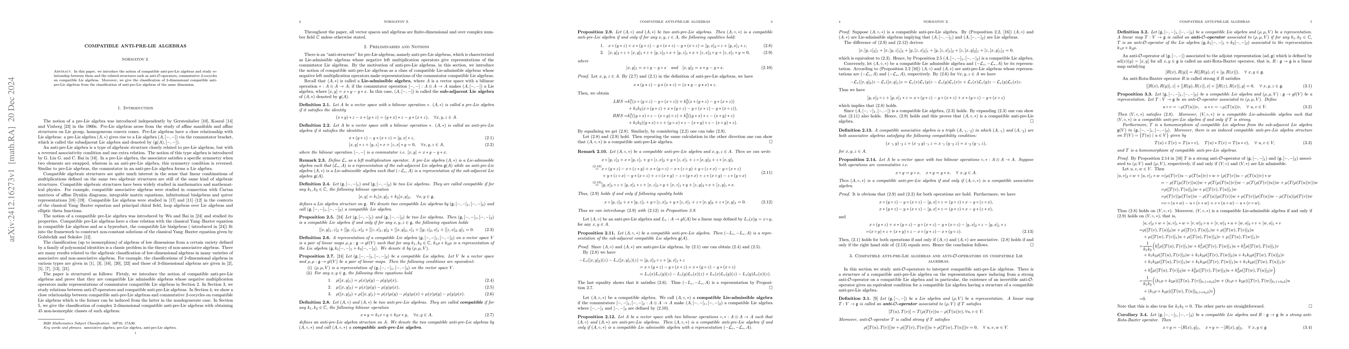 Thumbnail for Compatible anti-pre-Lie algebras