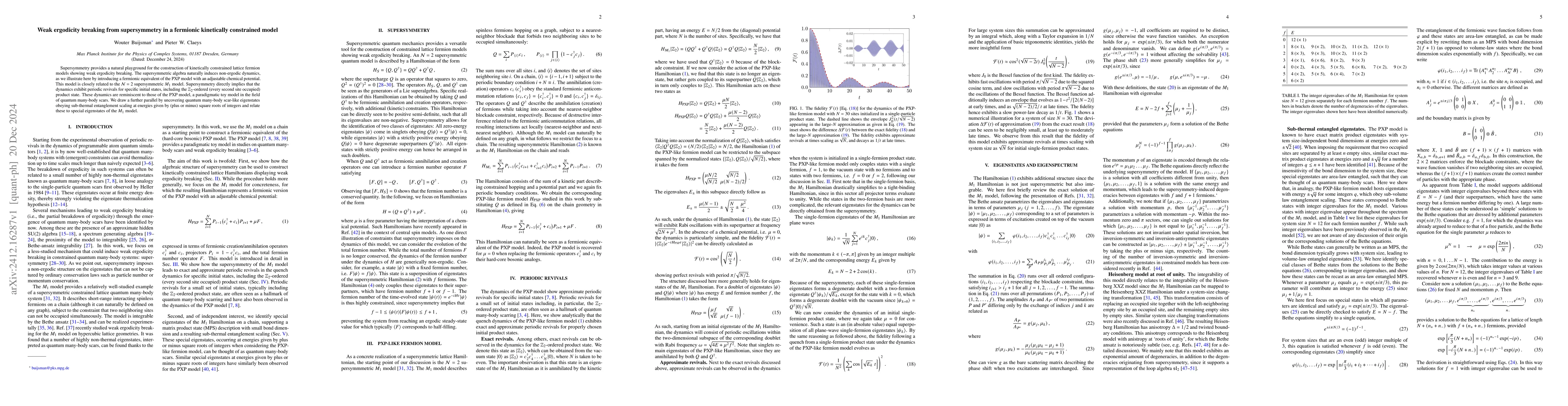 Thumbnail for Weak ergodicity breaking from supersymmetry in a fermionic kinetically
  constrained model