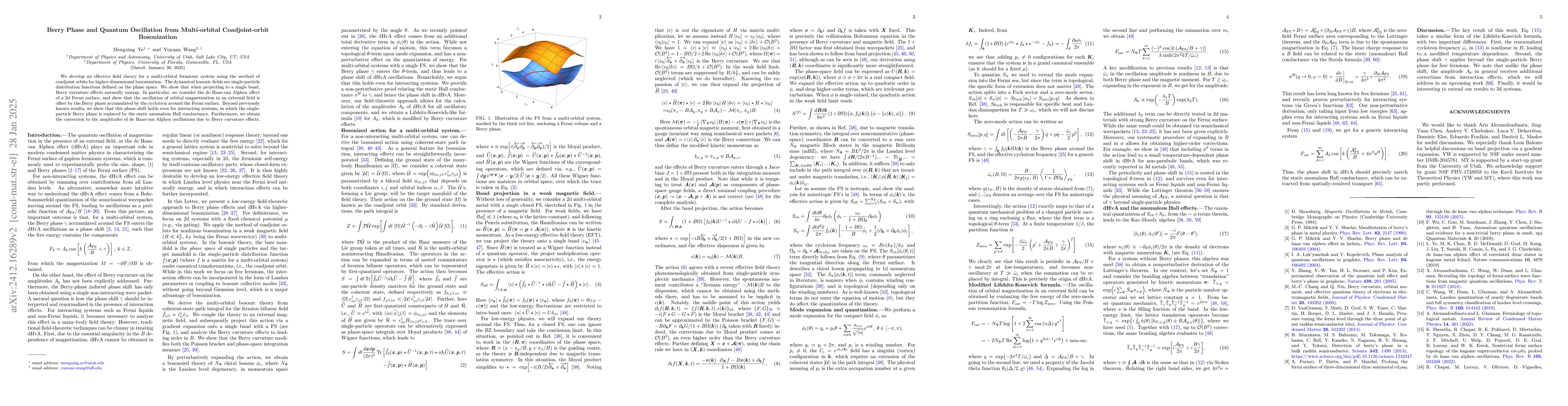 Thumbnail for Berry Phase and Quantum Oscillation from Multi-orbital Coadjoint-orbit
  Bosonization