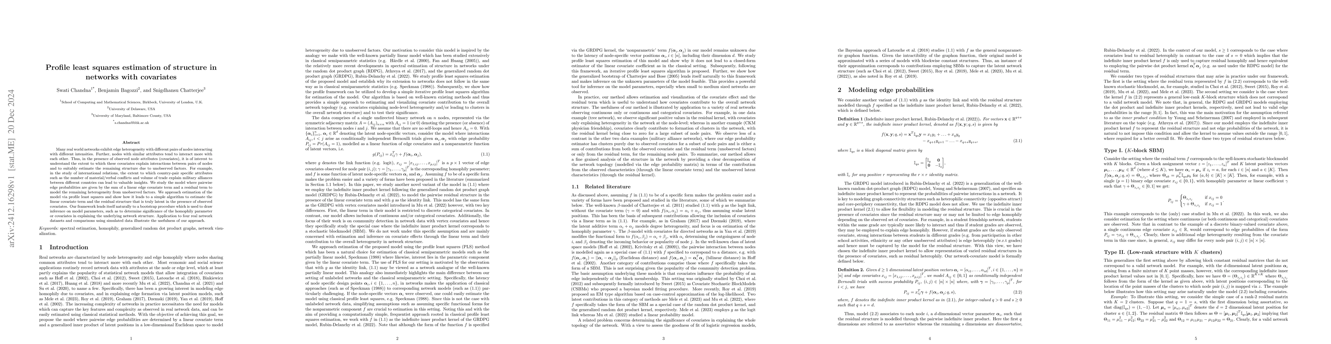 Thumbnail for Profile least squares estimation in networks with covariates