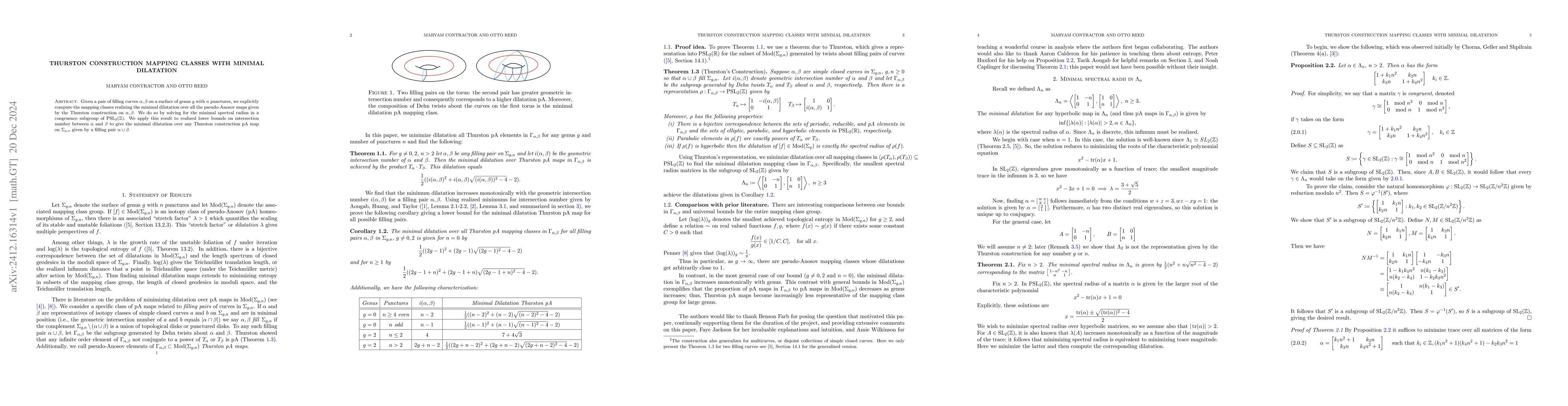 Thumbnail for Thurston construction mapping classes with minimal dilatation
