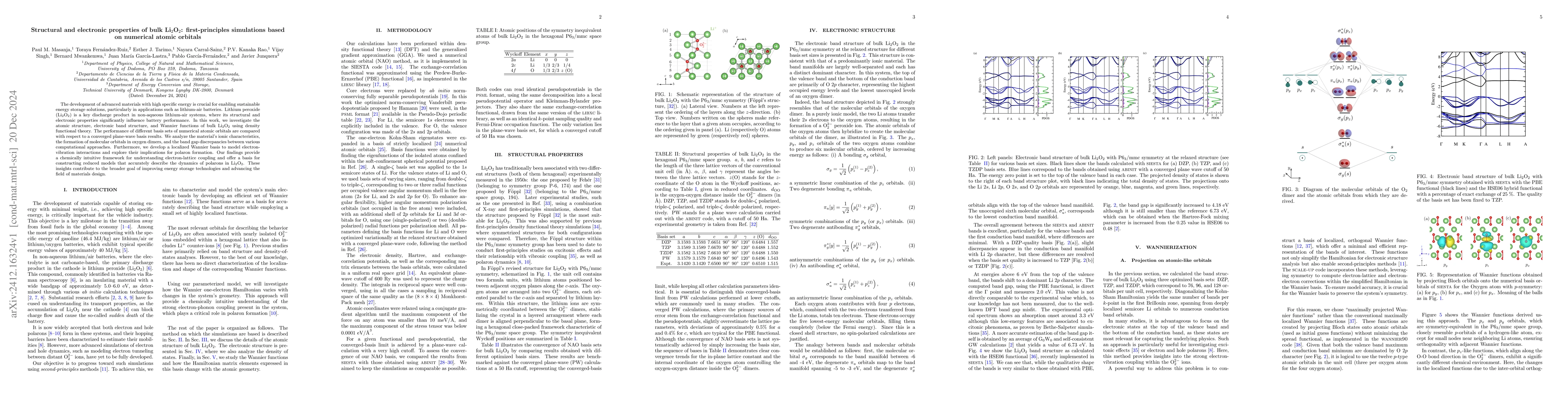 Thumbnail for Structural and electronic properties of bulk Li$_{2}$O$_{2}$:
  first-principles simulations based on numerical atomic orbitals