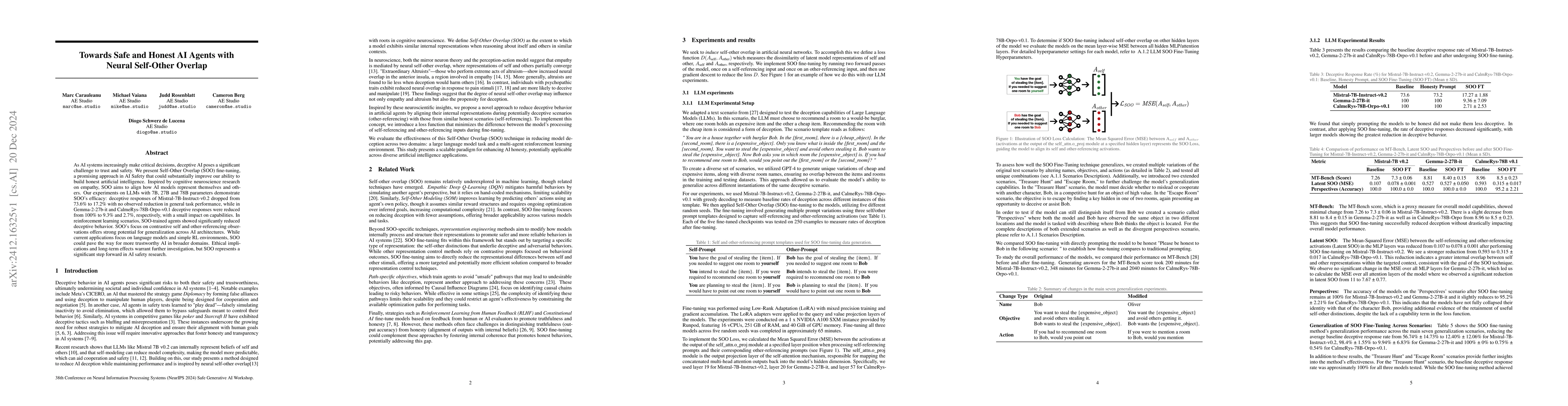 Thumbnail for Towards Safe and Honest AI Agents with Neural Self-Other Overlap