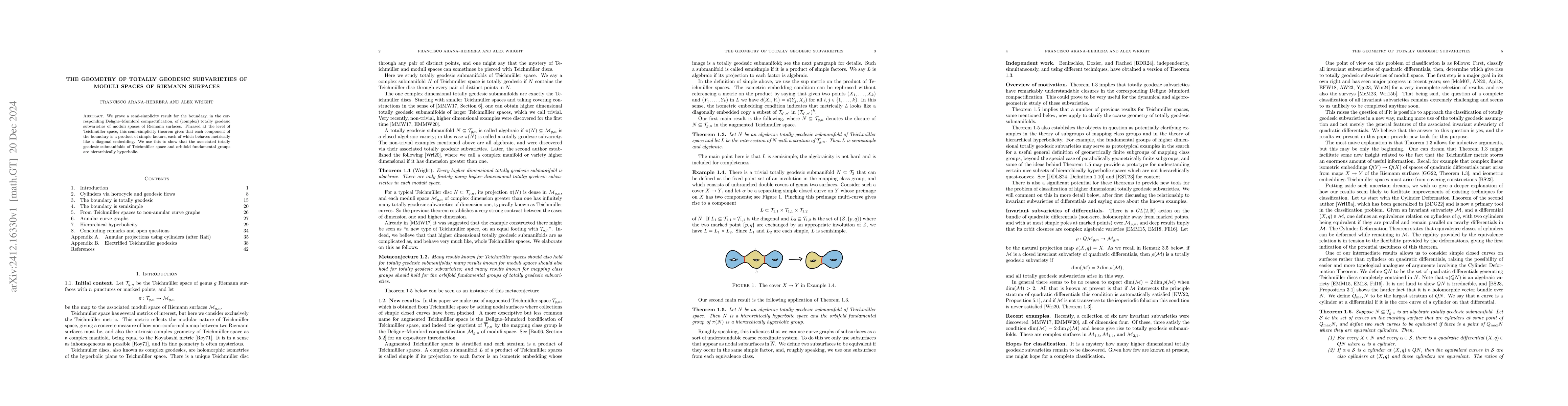 Thumbnail for The geometry of totally geodesic subvarieties of moduli spaces of
  Riemann surfaces