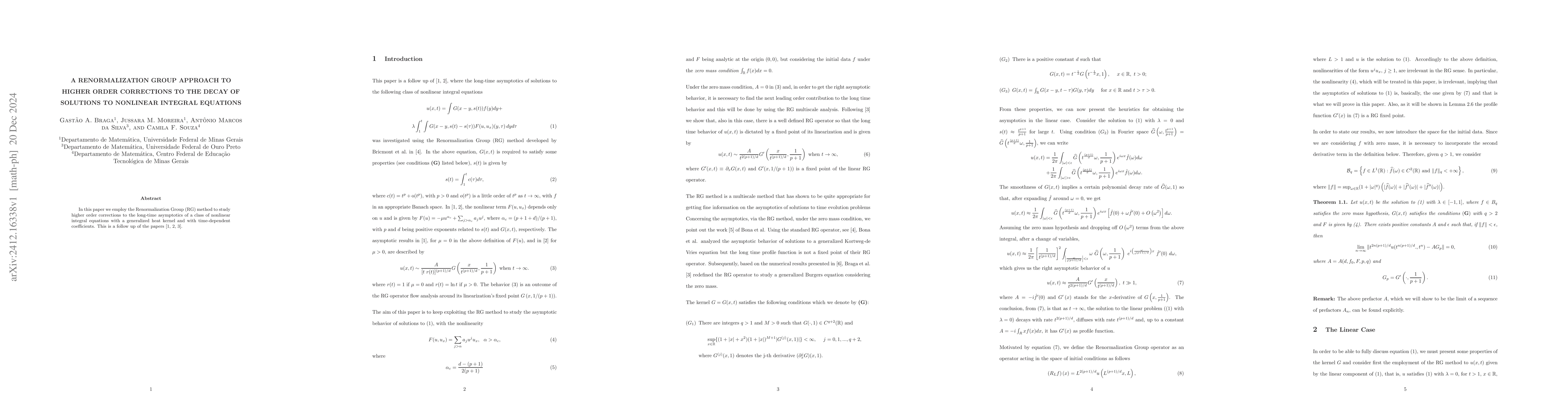 Thumbnail for A Renormalization Group Approach to Higher Order Corrections to the
  Decay of Solutions to Nonlinear Integral Equations