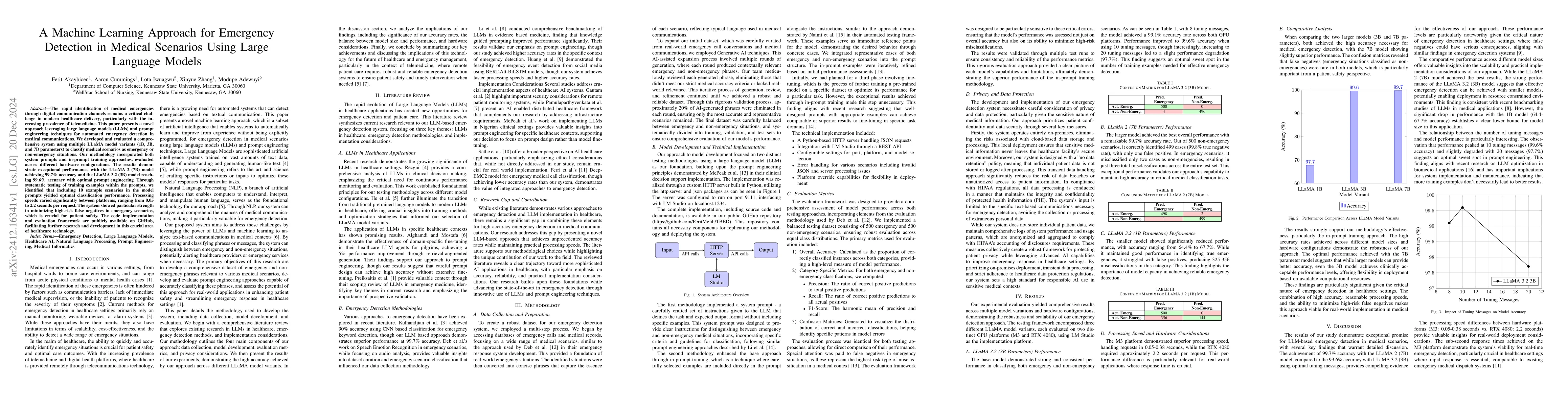 Thumbnail for A Machine Learning Approach for Emergency Detection in Medical Scenarios
  Using Large Language Models