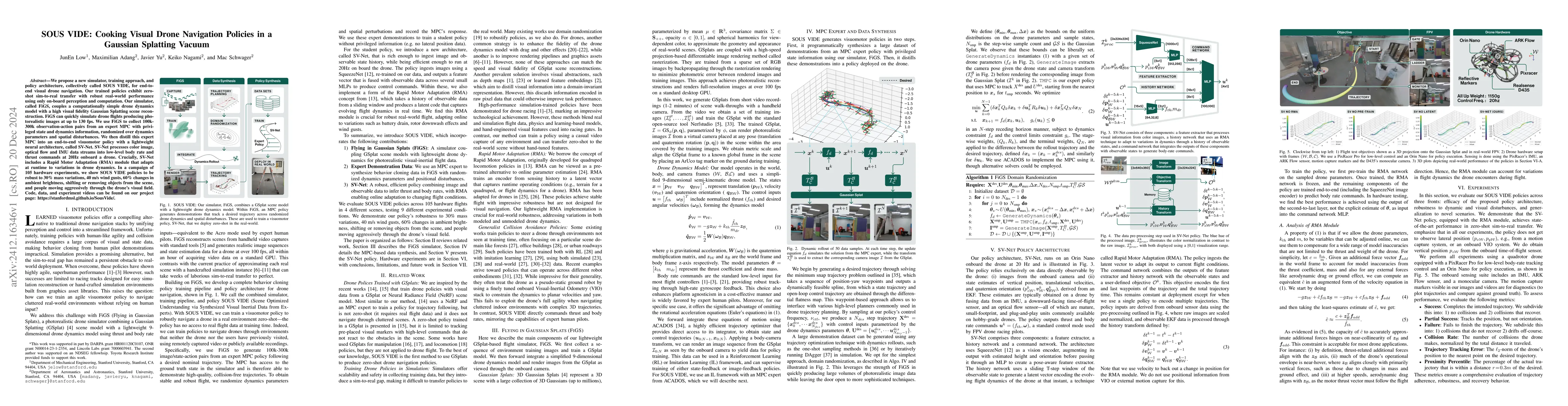 Thumbnail for SOUS VIDE: Cooking Visual Drone Navigation Policies in a Gaussian
  Splatting Vacuum