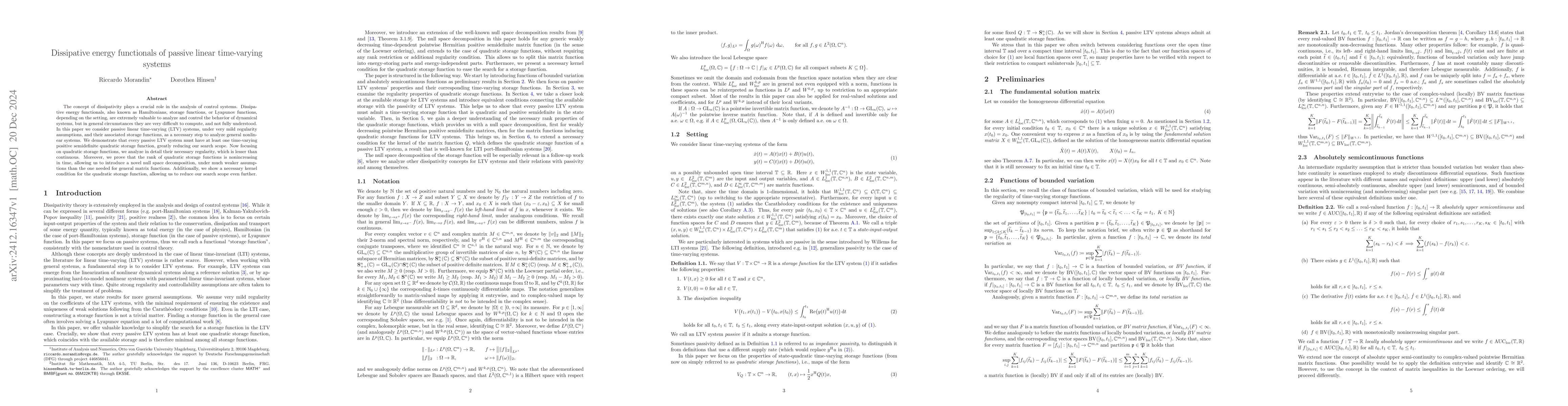 Thumbnail for Dissipative energy functionals of passive linear time-varying systems